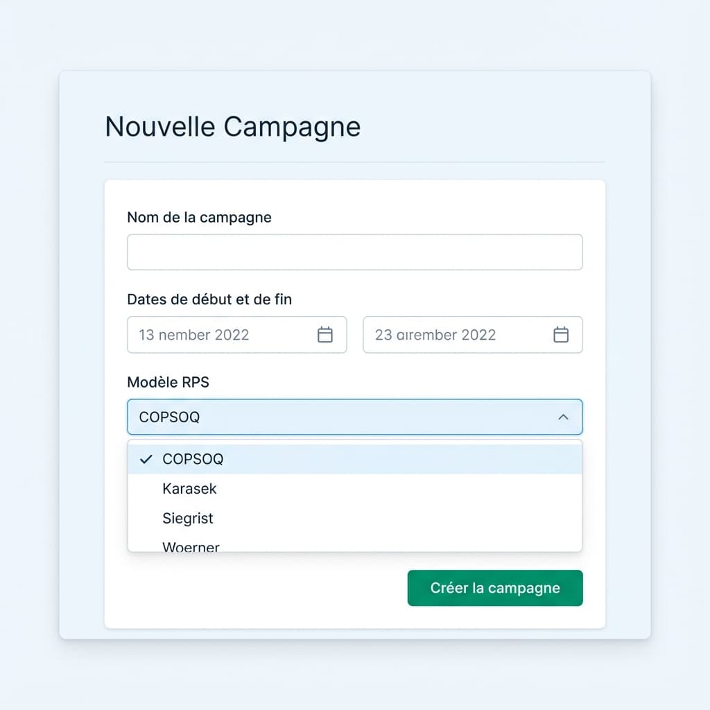 Interface de création de campagne